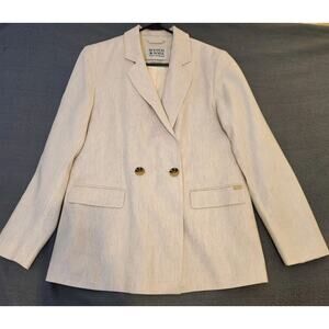 Scotch & Soda Amsterdam Summer Edition Linen Blazer S Double Breasted Sand $269‎
